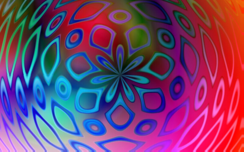 Colorful Abstract Pattern — Red, Hypnotic, Circles, Geometric Shapes