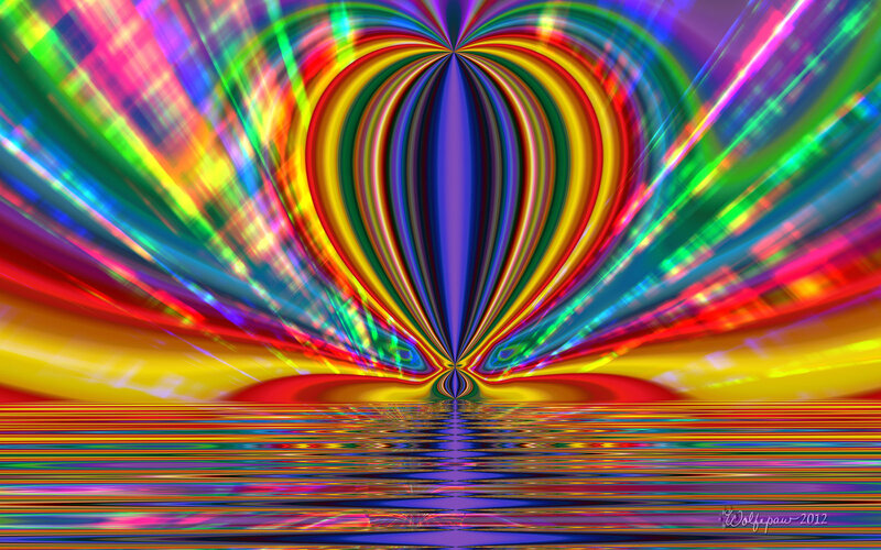 Colorful Abstract Pattern — Red, Vibrant, Digital Art, Heart Shape