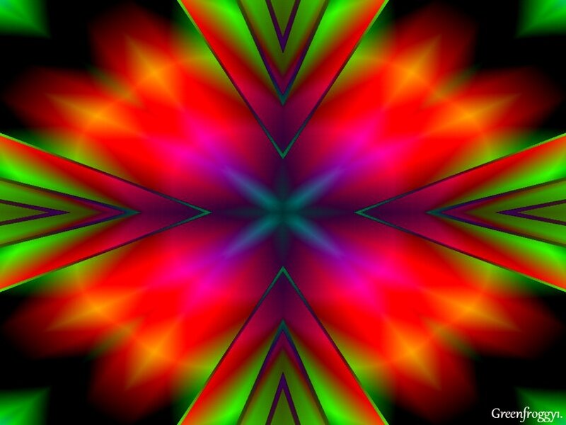 Colorful Abstract Pattern — Red, Vibrant, Digital Art, Star