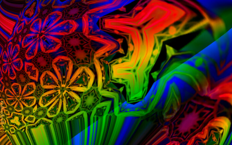 Colorful Abstract Pattern — Red, Vibrant, Digital Art, Stars