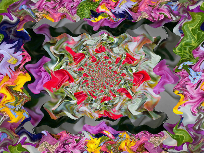 Colorful Abstract Pattern — Red, Vibrant, Flowers