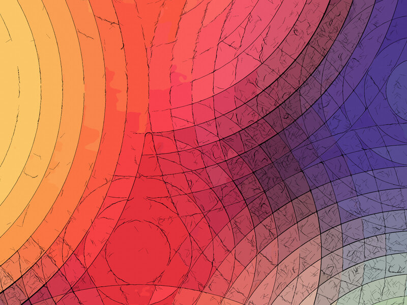 Colorful Abstract Pattern — Red, Vibrant, Lines, Circles
