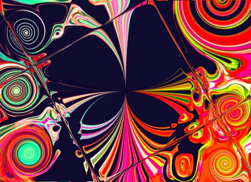 Colorful Abstract Pattern — Red, Vibrant, Spirals