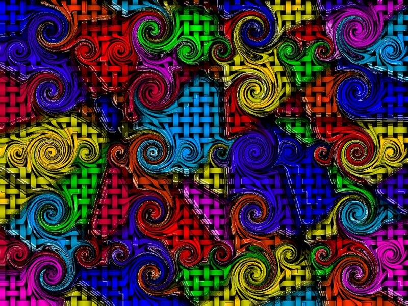 Colorful Abstract Pattern — Red, Vibrant, Swirls, Weave
