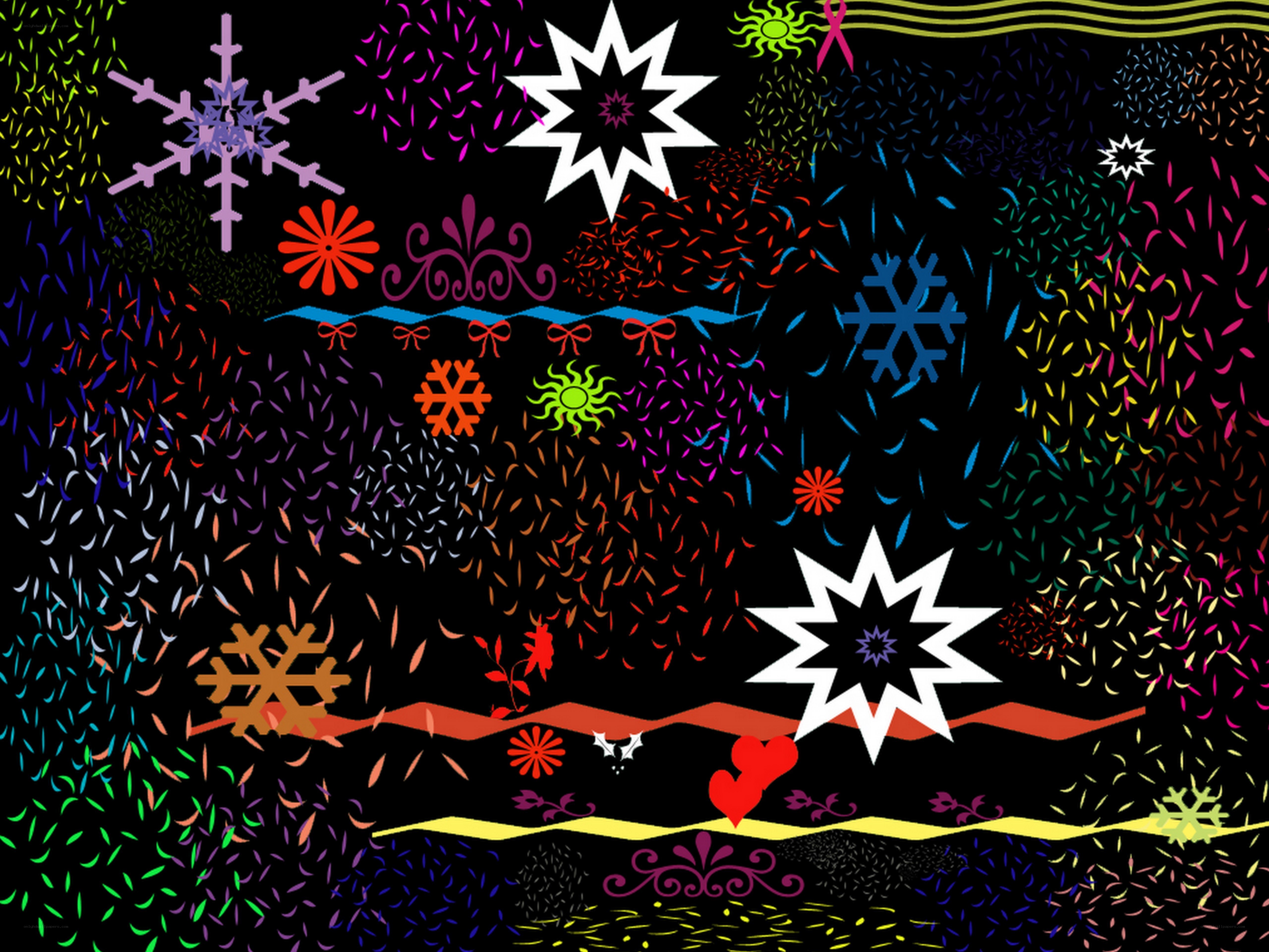 colorful abstract pattern with snowflakes