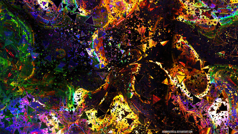 Colorful Abstract Pattern — Yellow, Chaotic, Digital Art