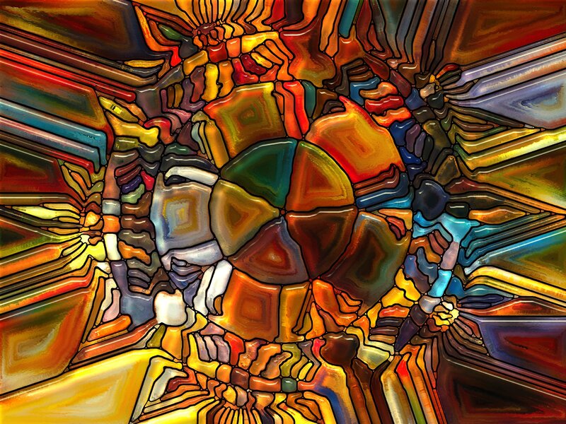 Colorful Abstract Pattern — Yellow, Vibrant, Stained Glass