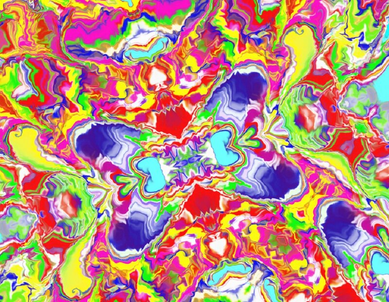 Colorful Abstract Pattern — Yellow, Vibrant, Swirls, Shapes