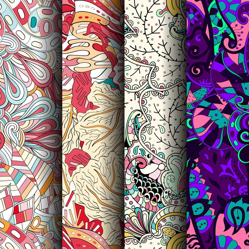 Colorful Abstract Patterns — Purple, Vibrant, Illustration, Lines