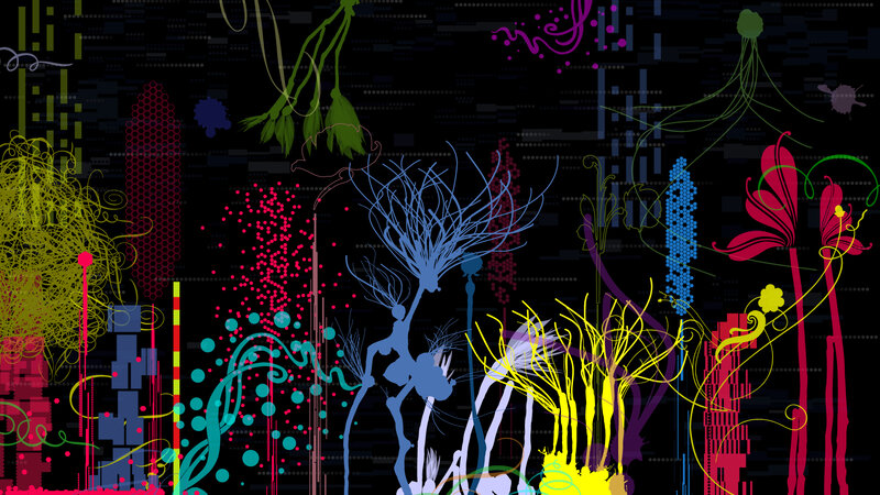 Colorful Abstract Plants — Black