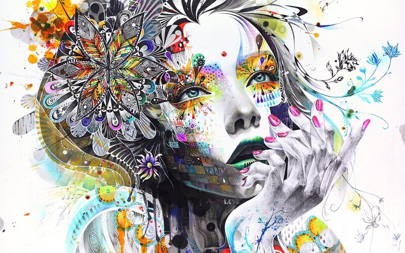 Colorful abstract portrait art