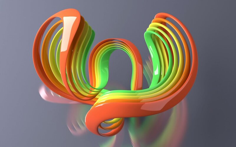 Colorful abstract ribbon sculpture