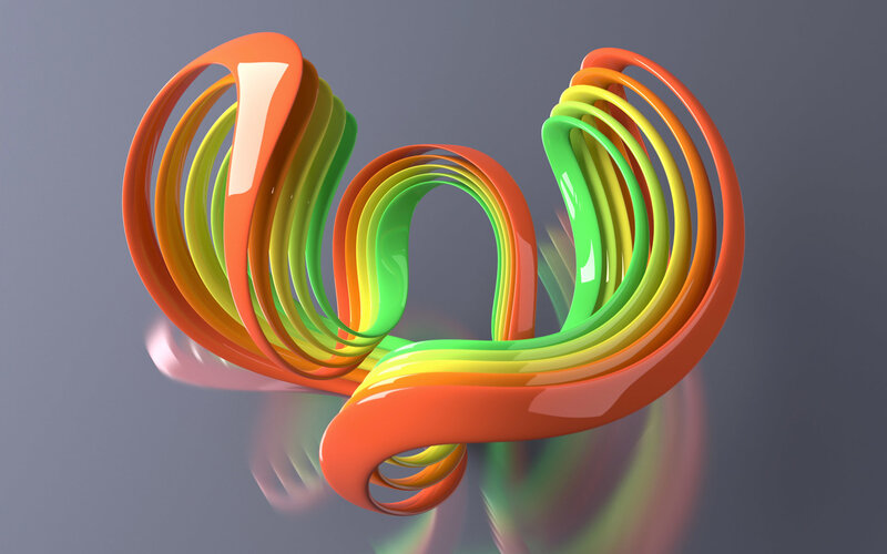 Colorful abstract ribbon sculpture