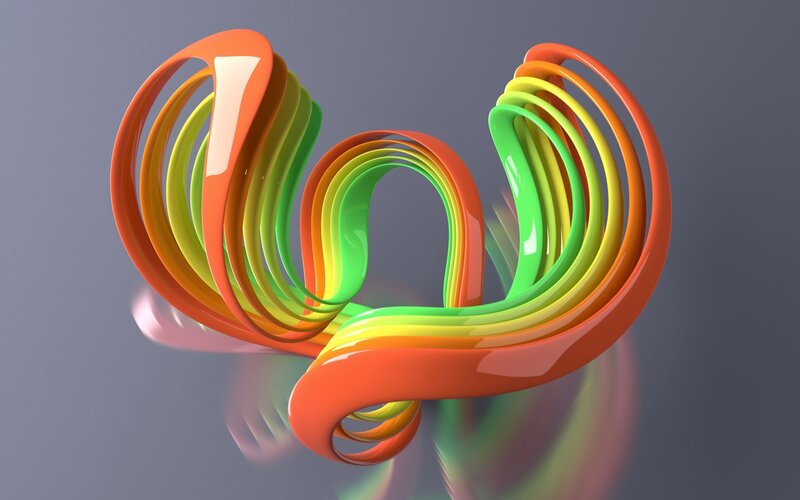 Colorful abstract ribbon sculpture