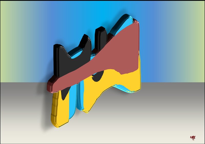 Colorful Abstract Sculpture — Blue