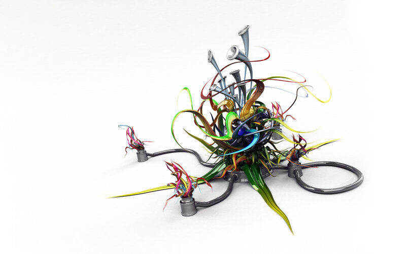 Colorful Abstract Sculpture — Green, Dynamic