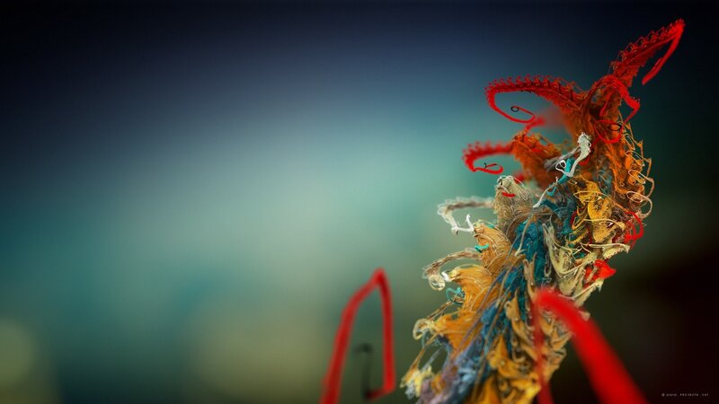 Colorful Abstract Sculpture — Red, Dramatic, Digital Art