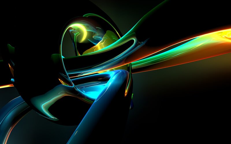 Colorful Abstract Shapes — Blue, Dynamic, Digital Art, Light