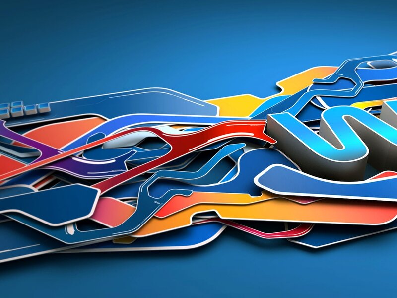 Colorful Abstract Shapes — Blue, Dynamic