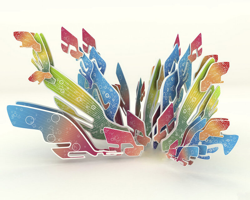Colorful Abstract Shapes — Blue, Vibrant, Digital Art, Bubbles