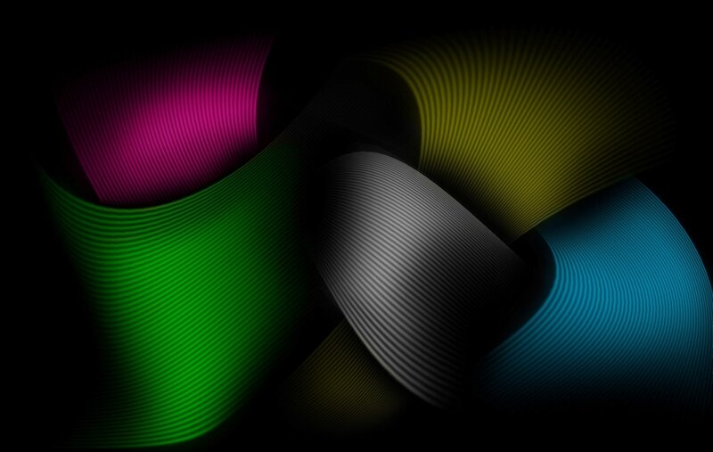 Colorful Abstract Shapes — Green, Dynamic, Curved Lines