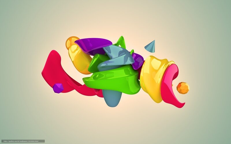 Colorful Abstract Shapes — Green, Playful, 3d Render
