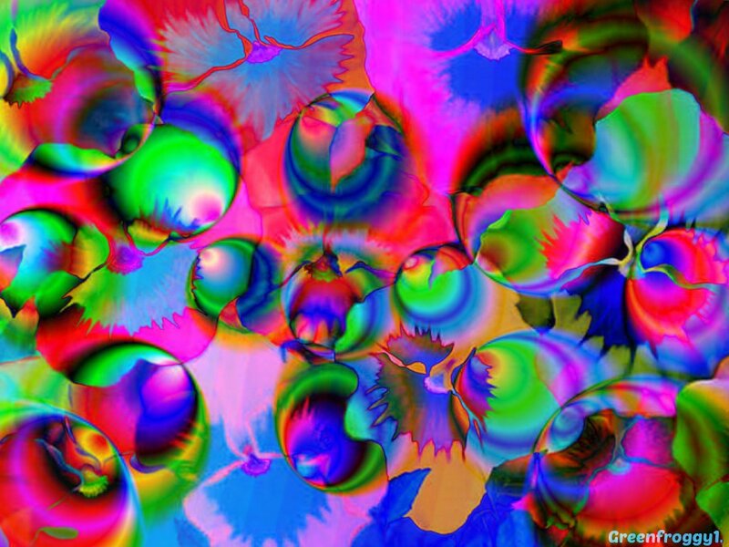 Colorful Abstract Shapes — Green, Vibrant, Bubbles