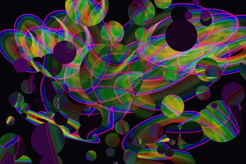 Colorful Abstract Shapes — Green, Vibrant, Circles, Lines