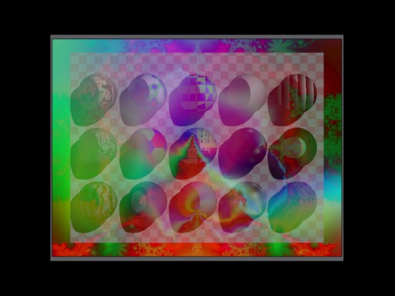 Colorful Abstract Shapes — Green, Vibrant, Digital Art, Checkered Pattern