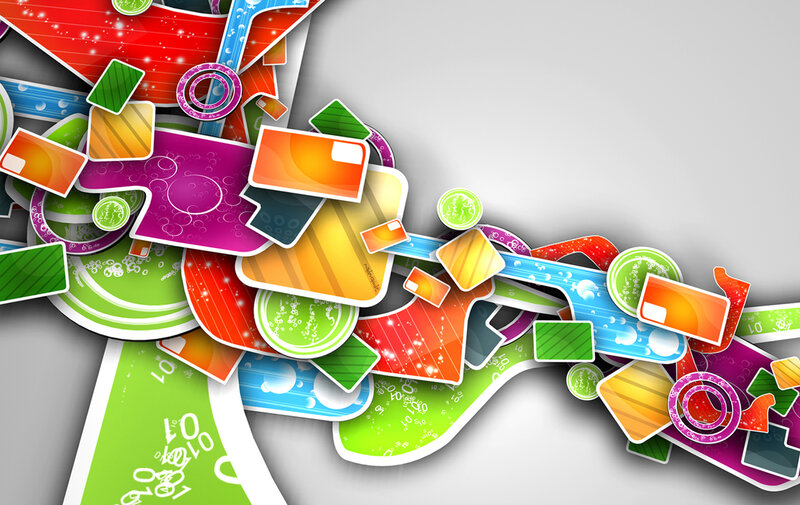 Colorful Abstract Shapes — Green, Vibrant, Digital Art, Geometric Shapes
