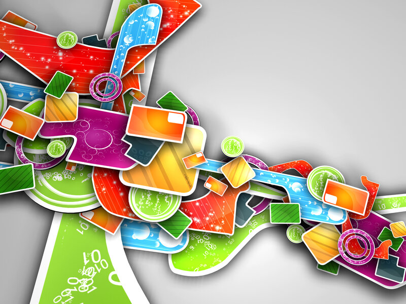 Colorful Abstract Shapes — Green, Vibrant, Digital Art