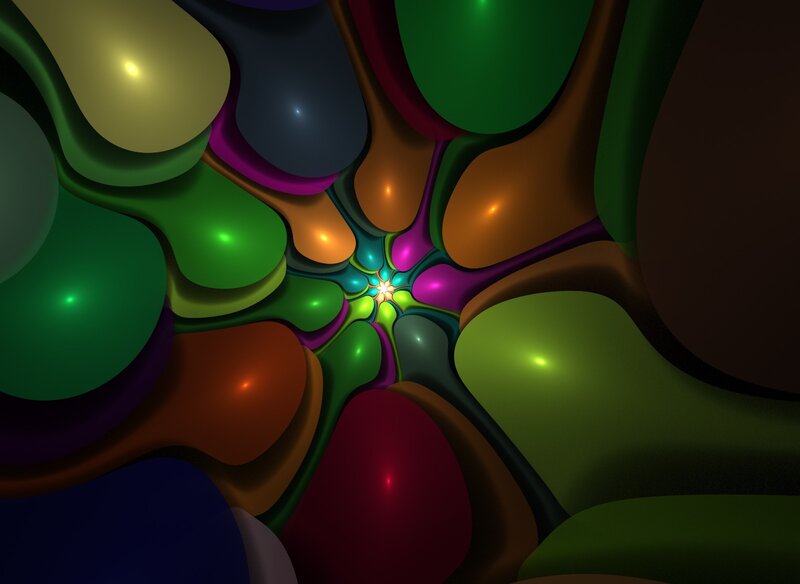 Colorful Abstract Shapes — Green, Vibrant, Light