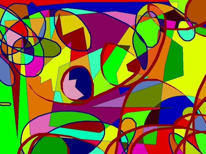 Colorful Abstract Shapes — Green, Vibrant, Lines, Circles