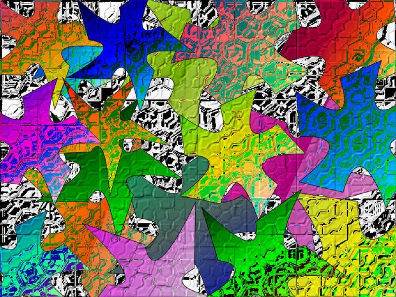 Colorful Abstract Shapes — Green, Vibrant, Stars