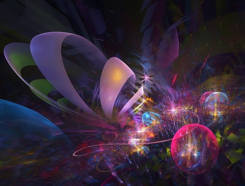 Colorful Abstract Shapes — Purple, Dynamic, Digital Art, Spheres