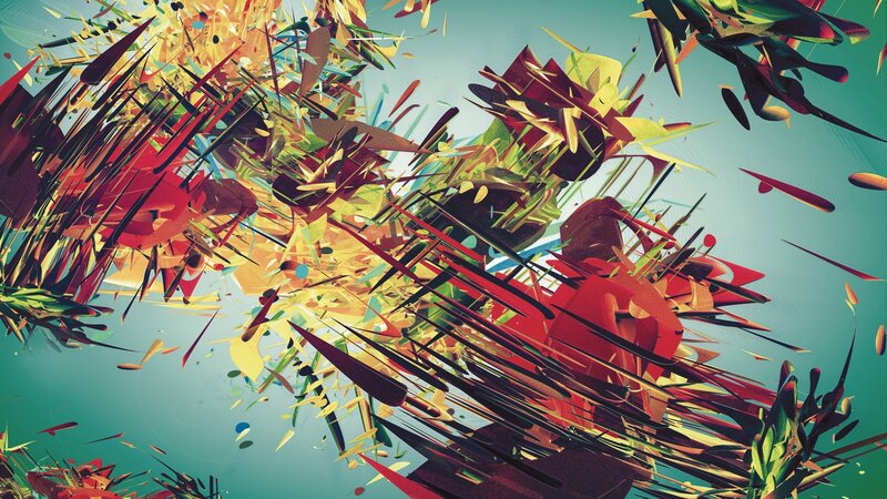 Colorful Abstract Shapes — Red, Dynamic, Splashes