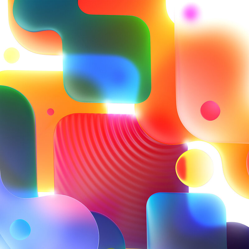 Colorful Abstract Shapes — Red, Vibrant, Circles, Squares