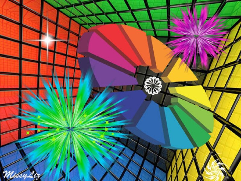 Colorful Abstract Shapes — Red, Vibrant, Digital Art
