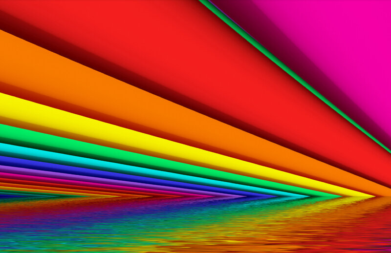Colorful Abstract Shapes — Red, Vibrant, Reflection