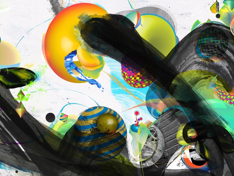 Colorful Abstract Shapes — Yellow, Dynamic, Spheres