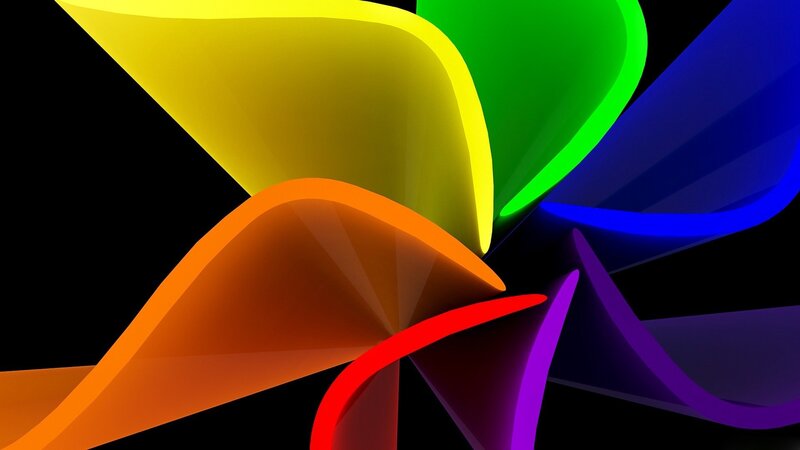 Colorful Abstract Shapes — Yellow, Vibrant, Black Background