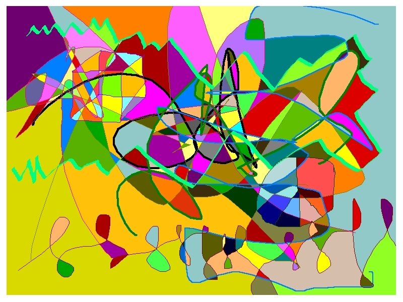 Colorful Abstract Shapes — Yellow, Vibrant, Lines