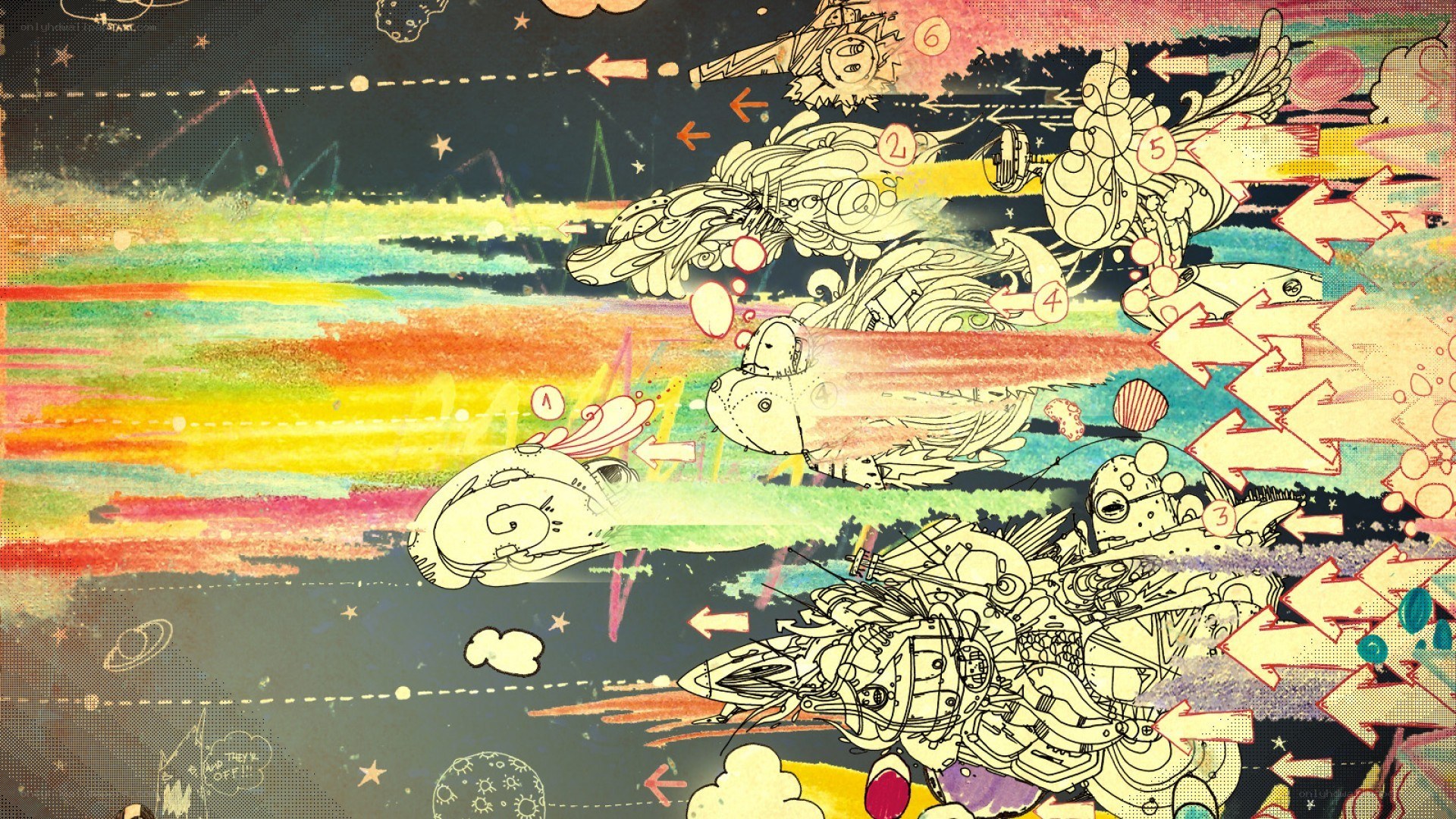 colorful abstract space battle