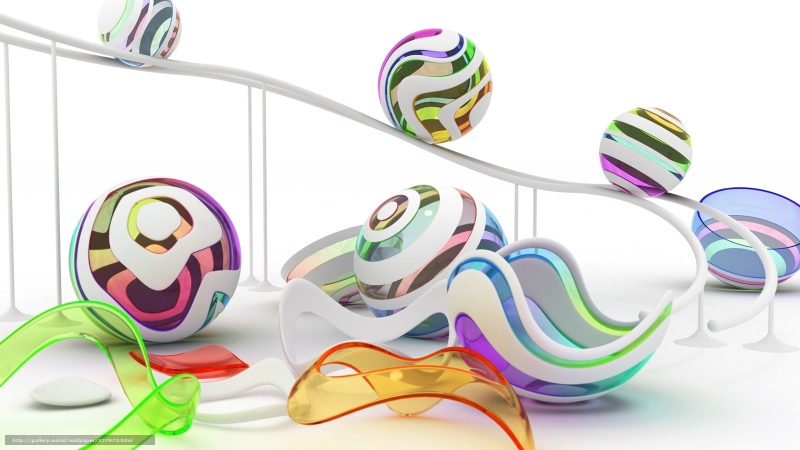 Colorful abstract spheres and ribbons
