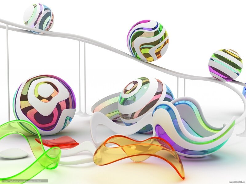 Colorful abstract spheres and ribbons