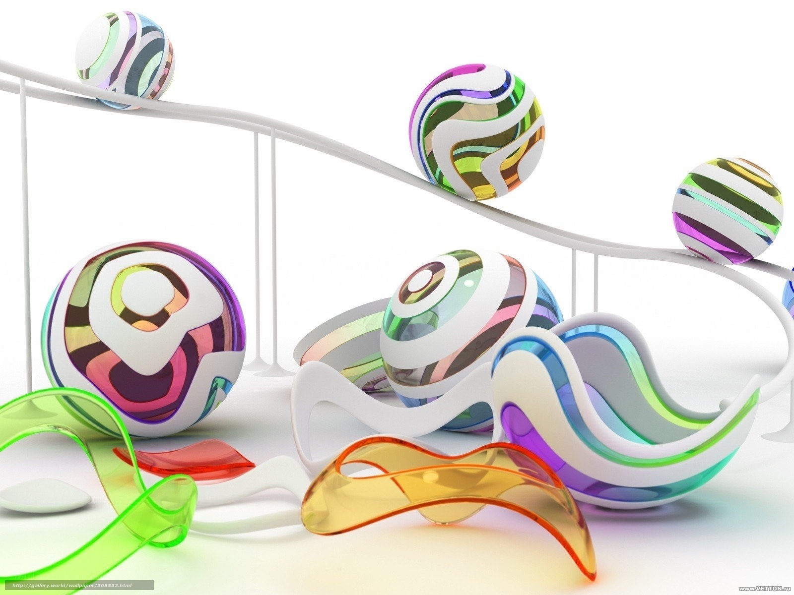 Colorful abstract spheres and ribbons