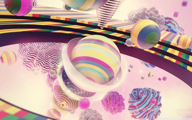Colorful Abstract Spheres — Pink, Dreamy