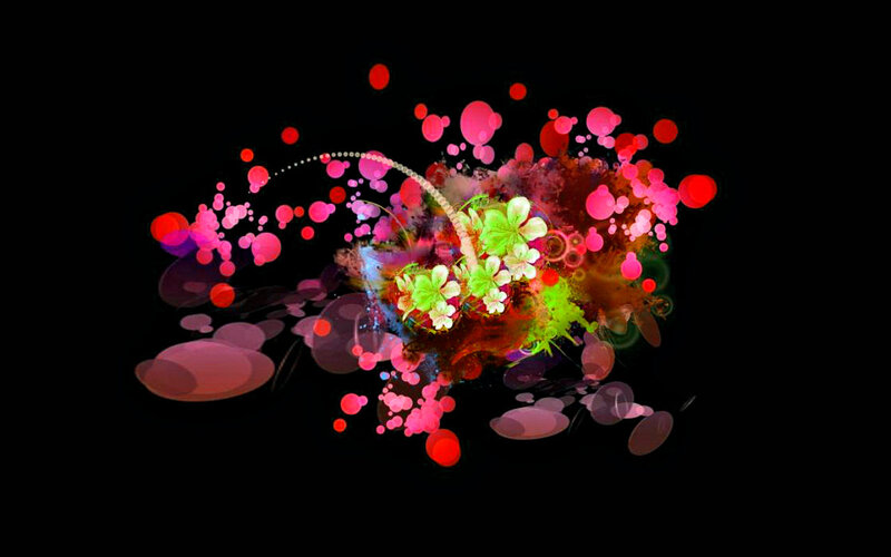 Colorful Abstract Splatter — Red