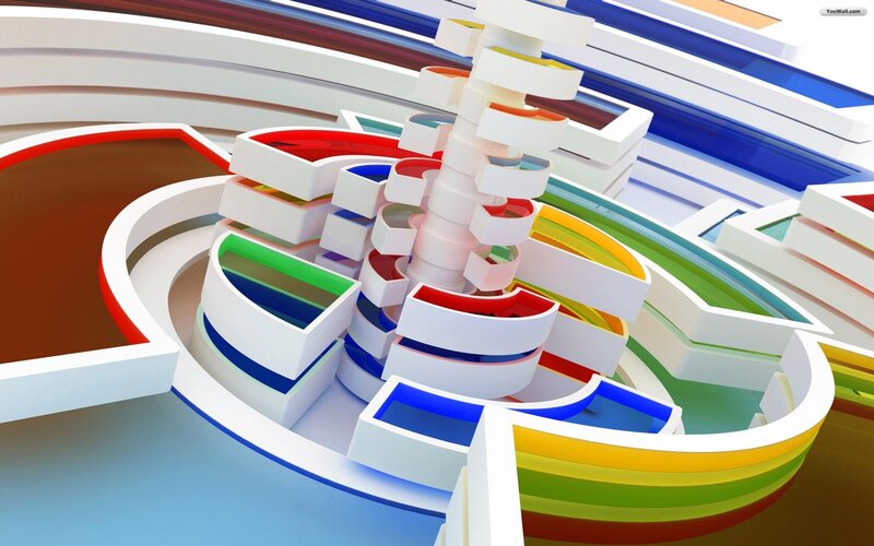 Colorful Abstract Structure — White
