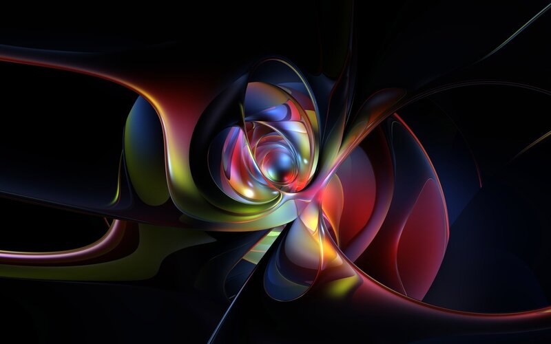 Colorful Abstract Swirl — Black, Dramatic, Digital Art, Light, Dark Background
